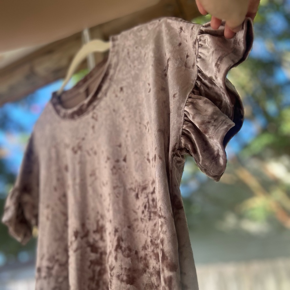 Pink Velvet Ruffle Sleeve Tee - Picture 4 of 7